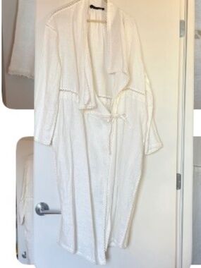 Zara cream linen wrap coat M